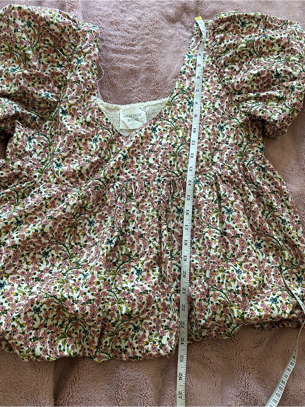 Floral Puff Sleeve Smocked Scoop Neck Virginia Blouse - Picture 5 of 9
